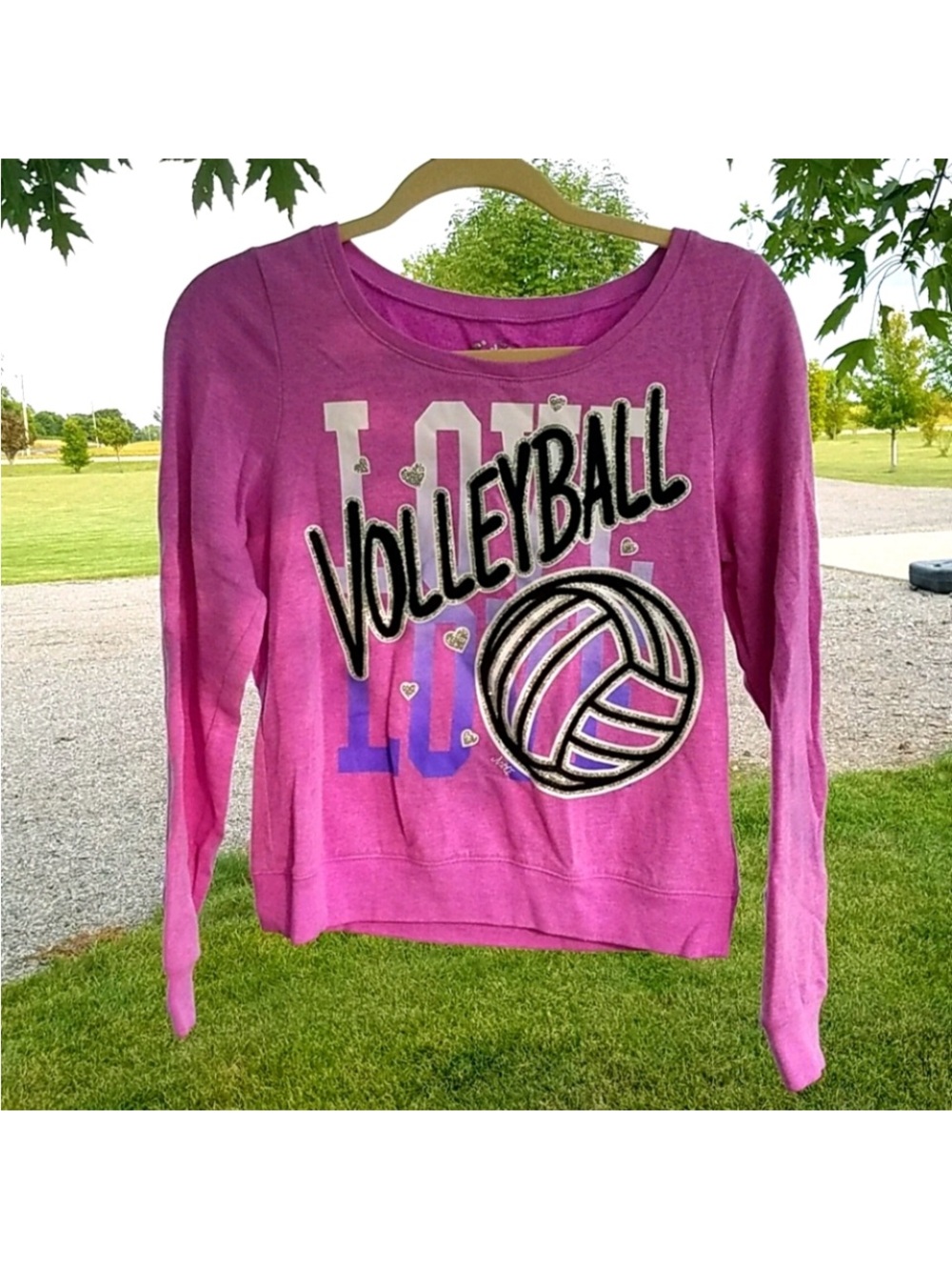 Justice Pink Long-Sleeve Volleyball Graphic Tee